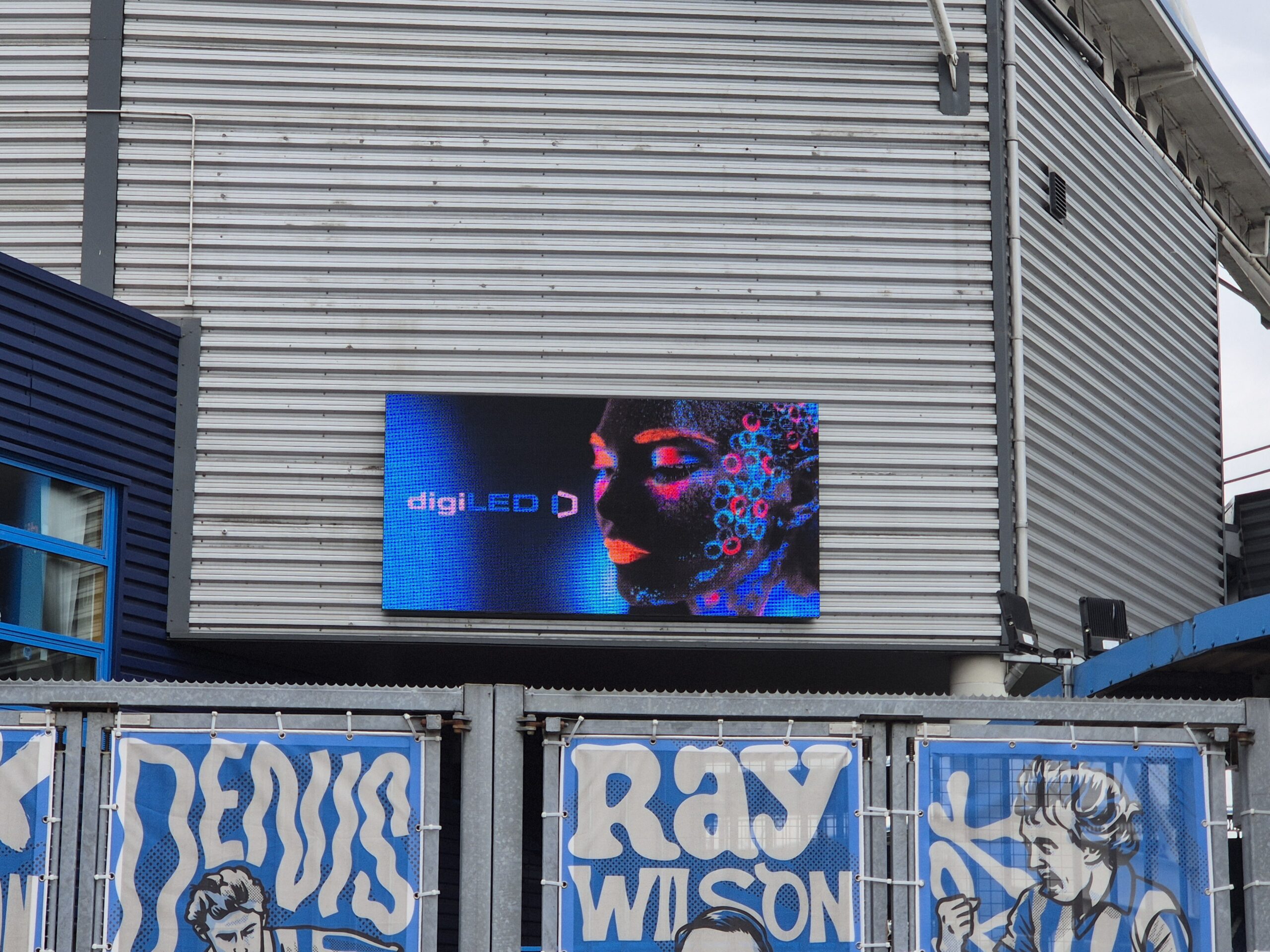 Close up of stadium advertising screen at Huddersfield Town Accu Stadium