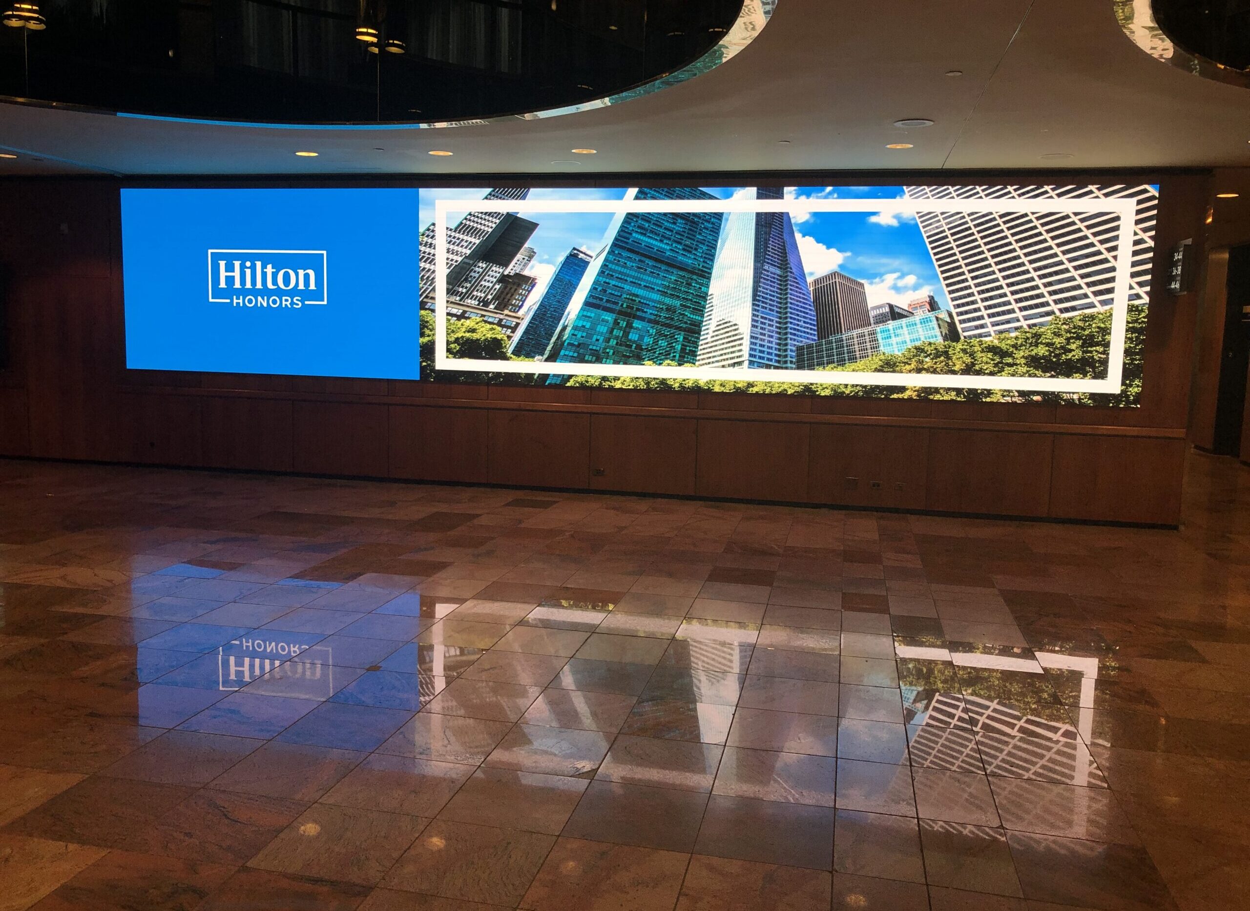 Reception LED screen at Hilton Hotel Reception LED screen at Hilton Hotel